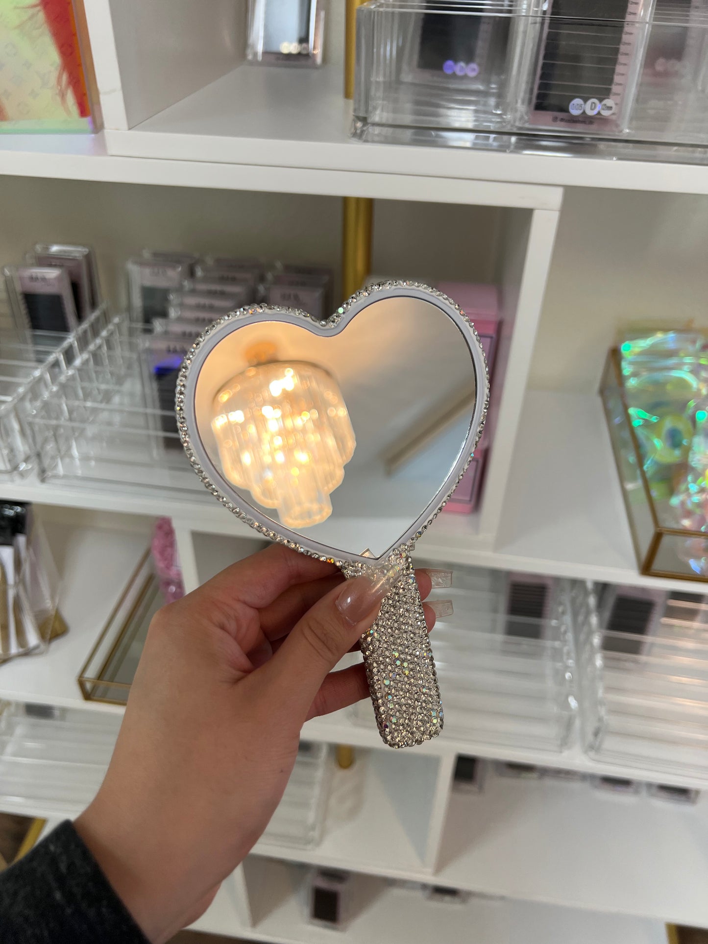 Blinged out heart mirror